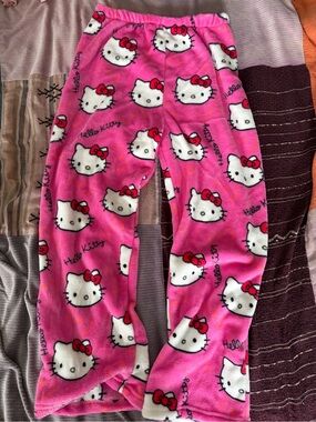 Hello Kitty Pink Fleece Pajama Bottoms with Character Print